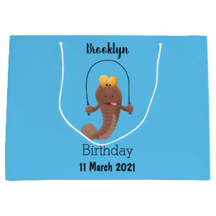 Funny skipping mudskipper fish cartoon large gift bag