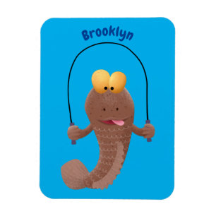 Funny skipping mudskipper fish cartoon magnet