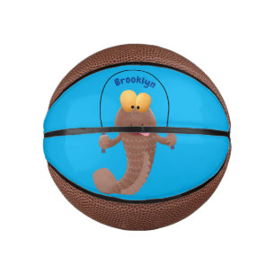 Funny skipping mudskipper fish cartoon mini basketball