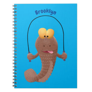 Funny skipping mudskipper fish cartoon notebook