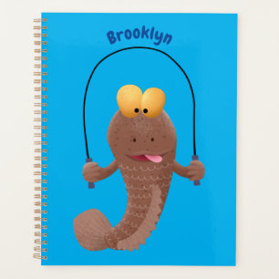 Funny skipping mudskipper fish cartoon  planner
