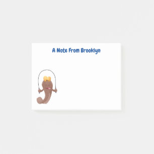 Funny skipping mudskipper fish cartoon post-it notes