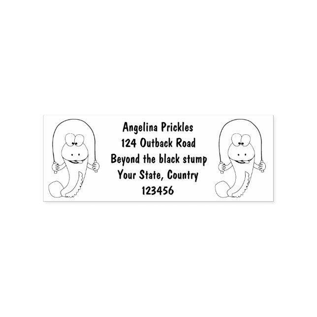 Funny skipping mudskipper fish cartoon rubber stamp (Imprint)