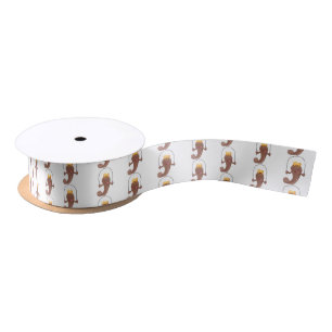 Funny skipping mudskipper fish cartoon  satin ribbon