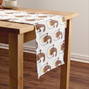 Funny skipping mudskipper fish cartoon short table runner