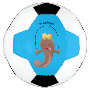 Funny skipping mudskipper fish cartoon soccer ball