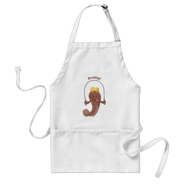 Funny skipping mudskipper fish cartoon  standard apron (Front)