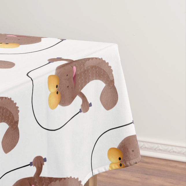 Funny skipping mudskipper fish cartoon   tablecloth (In Situ)