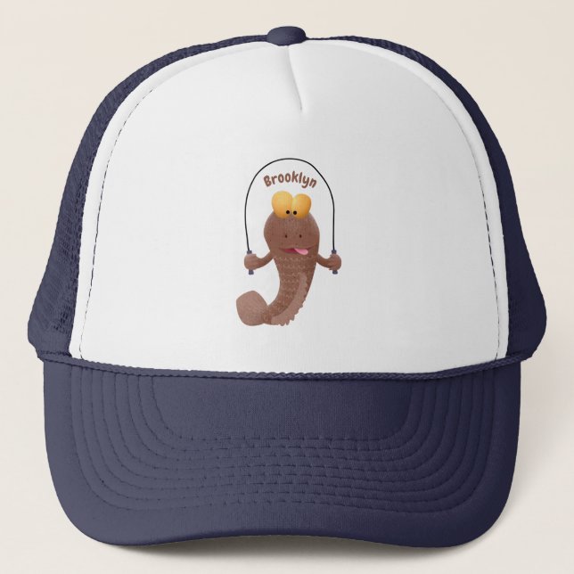 Funny skipping mudskipper fish cartoon trucker hat (Front)