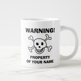 Funny skull and crossbones warning custom large large coffee mug
