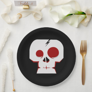 Funny skull cartoon monster paper plate