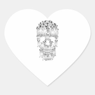 Funny Skull Costume Men Women Bulldog Lover Gifts Heart Sticker