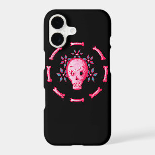 Funny Skull Design - Pink Skull with Happy Worm