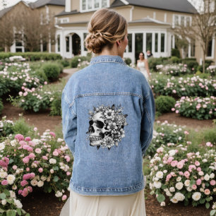 Funny skull flower denim jacket