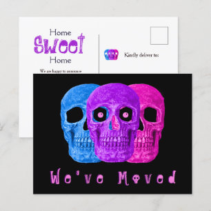 Funny Skull Heads New Home Googly Eyes Moving Announcement Postcard