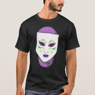 Funny Skull In Jester Mask Mardi Gras 2022 Outfit T-Shirt