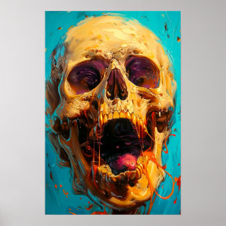 funny Skull is screaming because of hot weather Poster