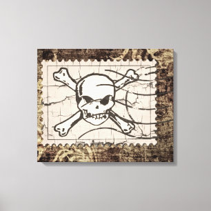 Funny Skull Stamp Vintage 2 Canvas Print
