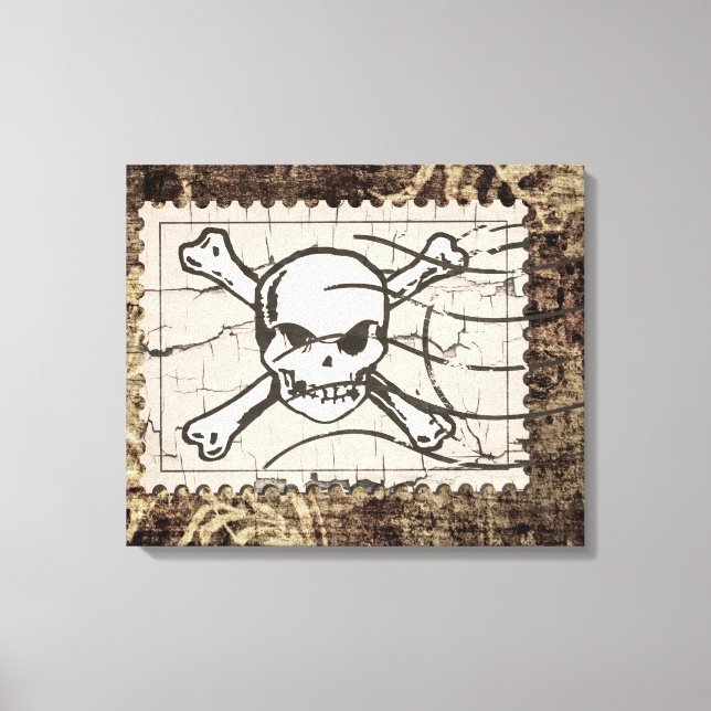 Funny Skull Stamp Vintage 2 Canvas Print (Front)