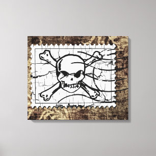 Funny Skull Stamp Vintage Canvas Print