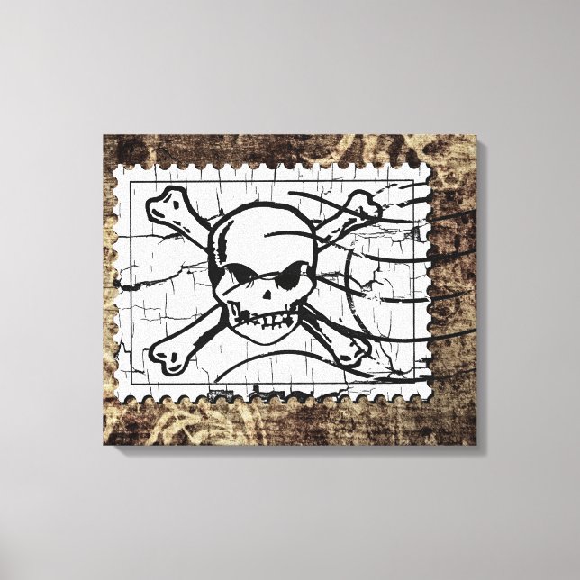 Funny Skull Stamp Vintage Canvas Print (Front)