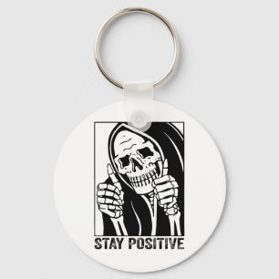 Funny Skull Stay Positive Skeleton Halloween Motiv Keychain