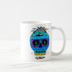 Funny Skull Surfing Vacation Tropical Paradise Exo Coffee Mug