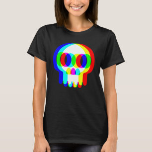 Funny Skull Trippy Vaporwave Halloween Techno Rave T-Shirt
