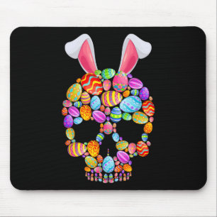 Funny Skull With Bunny Ears And Easter Eggs Easter Mouse Pad
