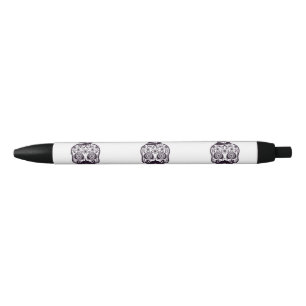 Funny Skull with Derby & Moustache Black Ink Pen
