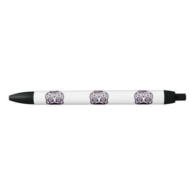 Funny Skull with Derby & Moustache Black Ink Pen (Front)