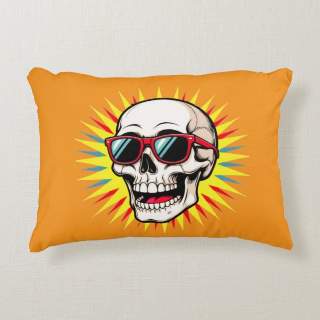 **Funny Skull With Sunglasses – Cartoon Laughing S Accent Pillow (Front)