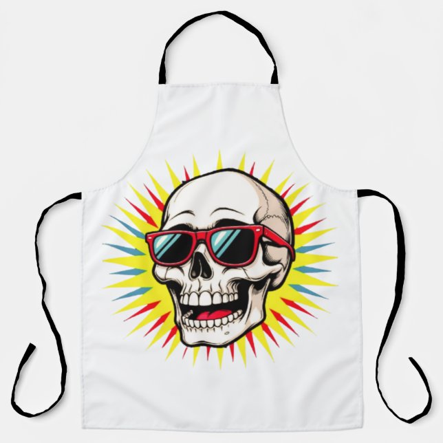 **Funny Skull With Sunglasses – Cartoon Laughing S Apron (Front)