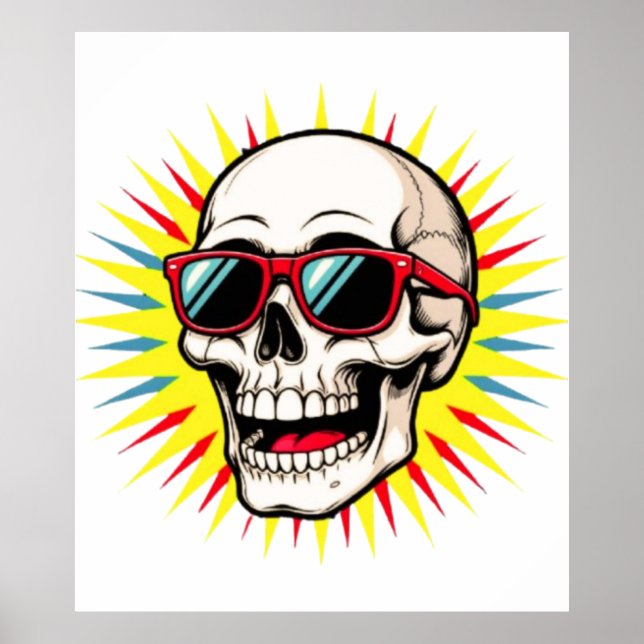 **Funny Skull With Sunglasses – Cartoon Laughing S Poster (Front)