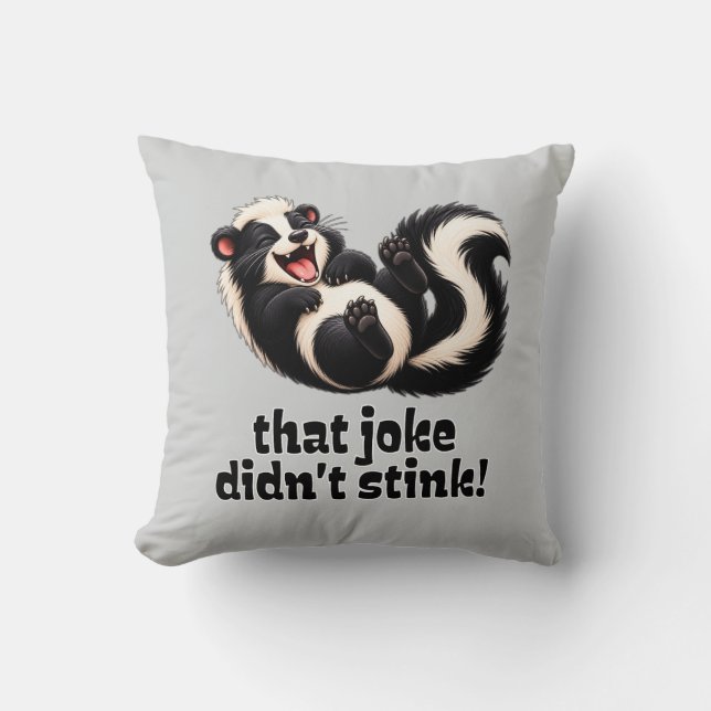 Funny Skunk Joke Cartoon Throw Pillow (Front)