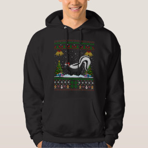 Funny Skunks Xmas Gift Santa Hat Ugly Skunk Christ Hoodie