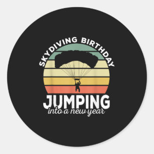 Funny Skydiver Retro Designs Skydiving Birthday Pa Classic Round Sticker