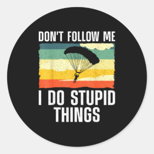 Funny Skydiving Art For Men Women Parachute Indoor Classic Round Sticker