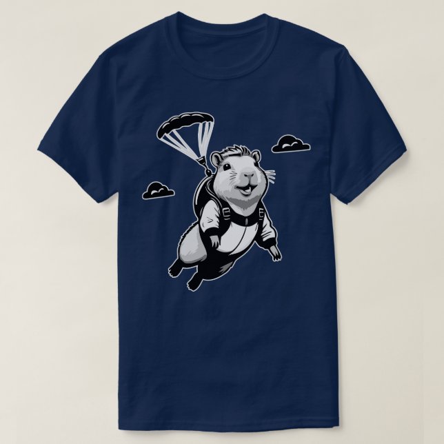 Funny Skydiving Capybara T-Shirt (Design Front)