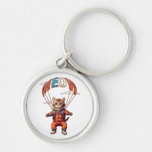 Funny Skydiving Cat Keychain
