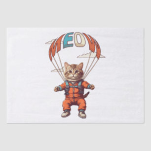 Funny Skydiving Cat Tissue Paper