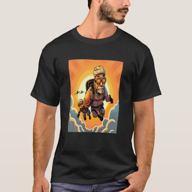 Funny Skydiving Instructor Sunset Skydiving Dad T-Shirt (Front)