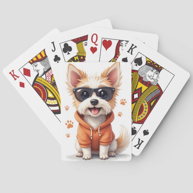Funny Skye Terrier Kawaii Dog Playing Cards (Back)