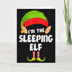 Funny Sleeng Elf Matching Family Group Pj Christma Card