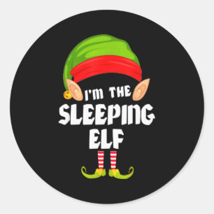 Funny Sleeng Elf Matching Family Group Pj Christma Classic Round Sticker