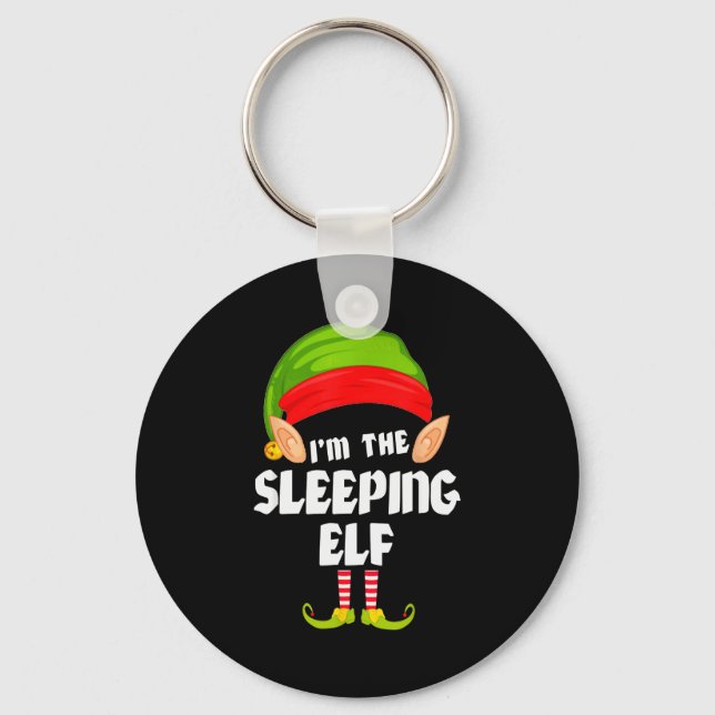 Funny Sleeng Elf Matching Family Group Pj Christma Keychain (Front)