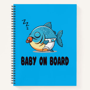 Funny Sleeping Baby Fish Cartoon - Cute Baby Notebook