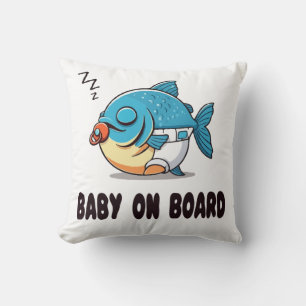 Funny Sleeping Baby Fish Cartoon - Cute Baby Throw Pillow