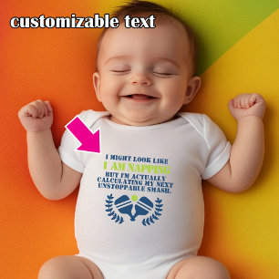Funny sleeping baby pickleball bodysuit