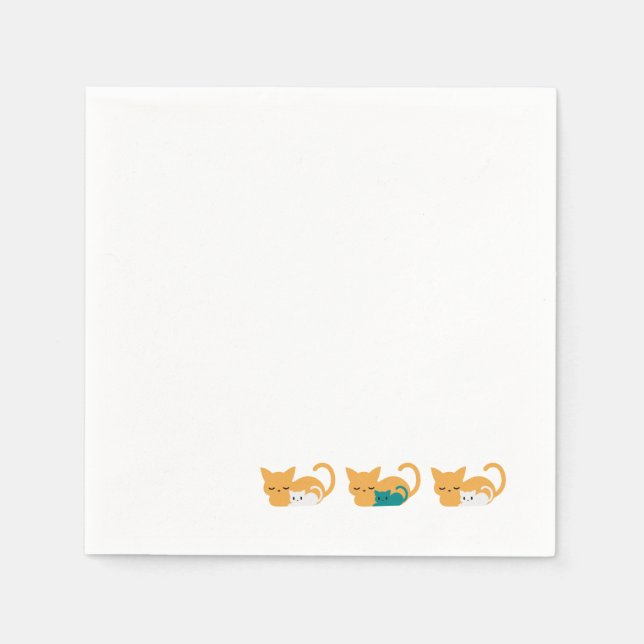 Funny Sleeping Cat Art III Napkin (Front)